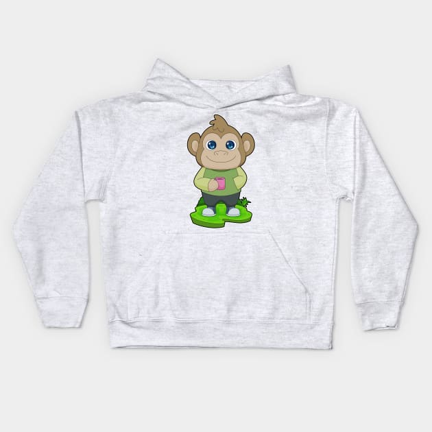 Monkey Cup Coffee Kids Hoodie by Markus Schnabel